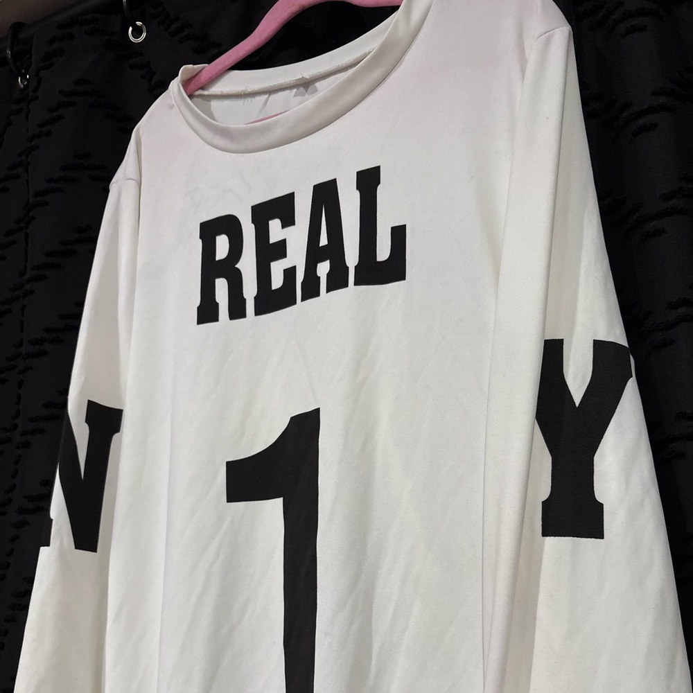 White “Real 1” Oversized Sleeve Shirt